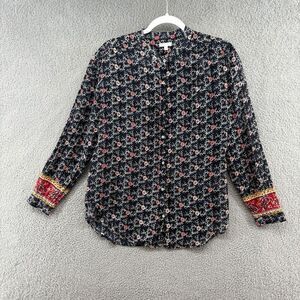 Star Mela Women Size M Blouse Floral Print Cotton Casual Boho long sleeve top